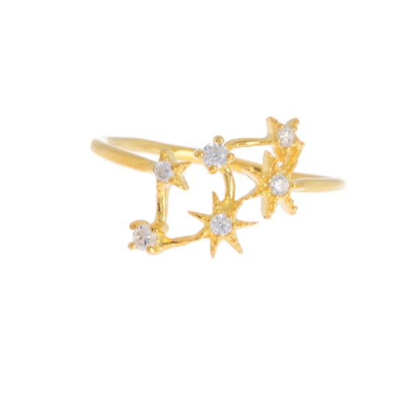 Argento Vivo Sterling Silver Gold Plated Star Ring